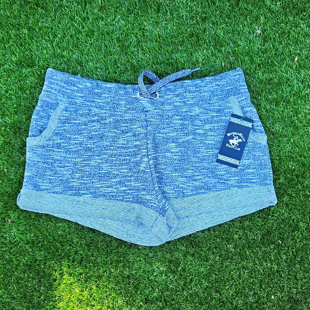 Beverly Hills Polo Club shorts XL gray knit stretch drawstring waist NEW NWT